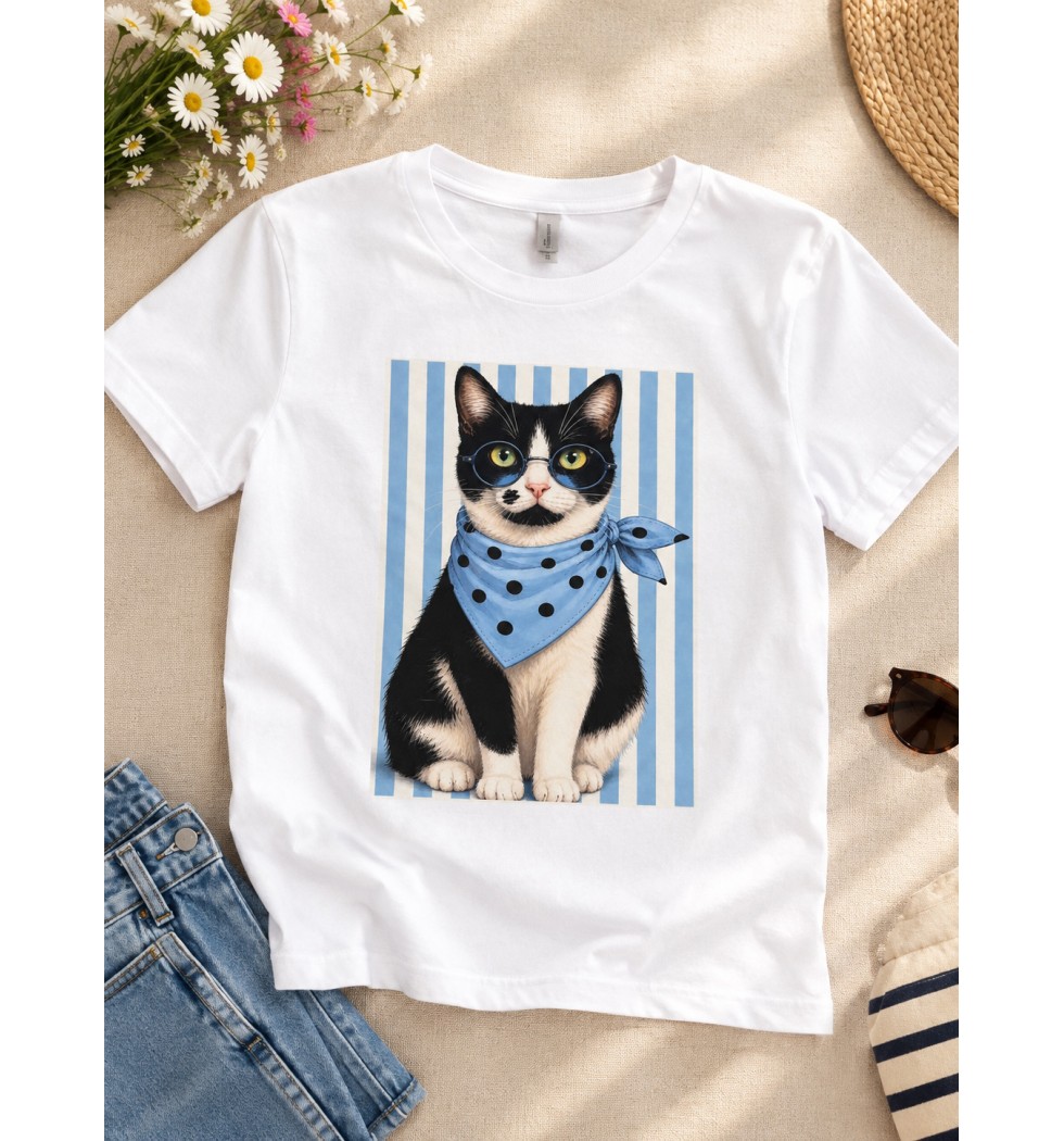 Тениска с щампа Cat