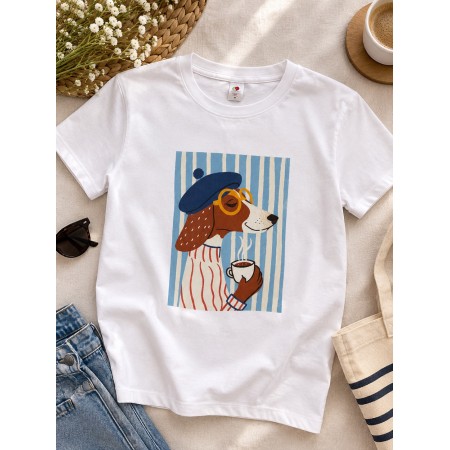 Тениска с щампа Coffe Dog