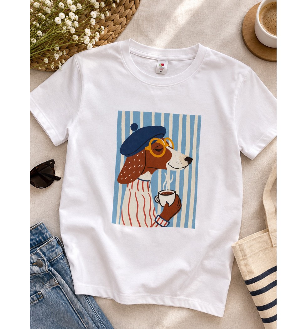 Тениска с щампа Coffe Dog