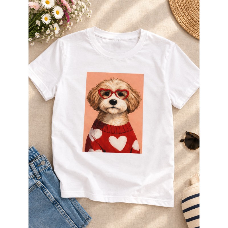 Тениска с щампа Dog with Heart