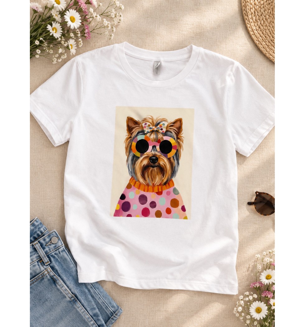 Тениска с щампа Yorkshire Terrier